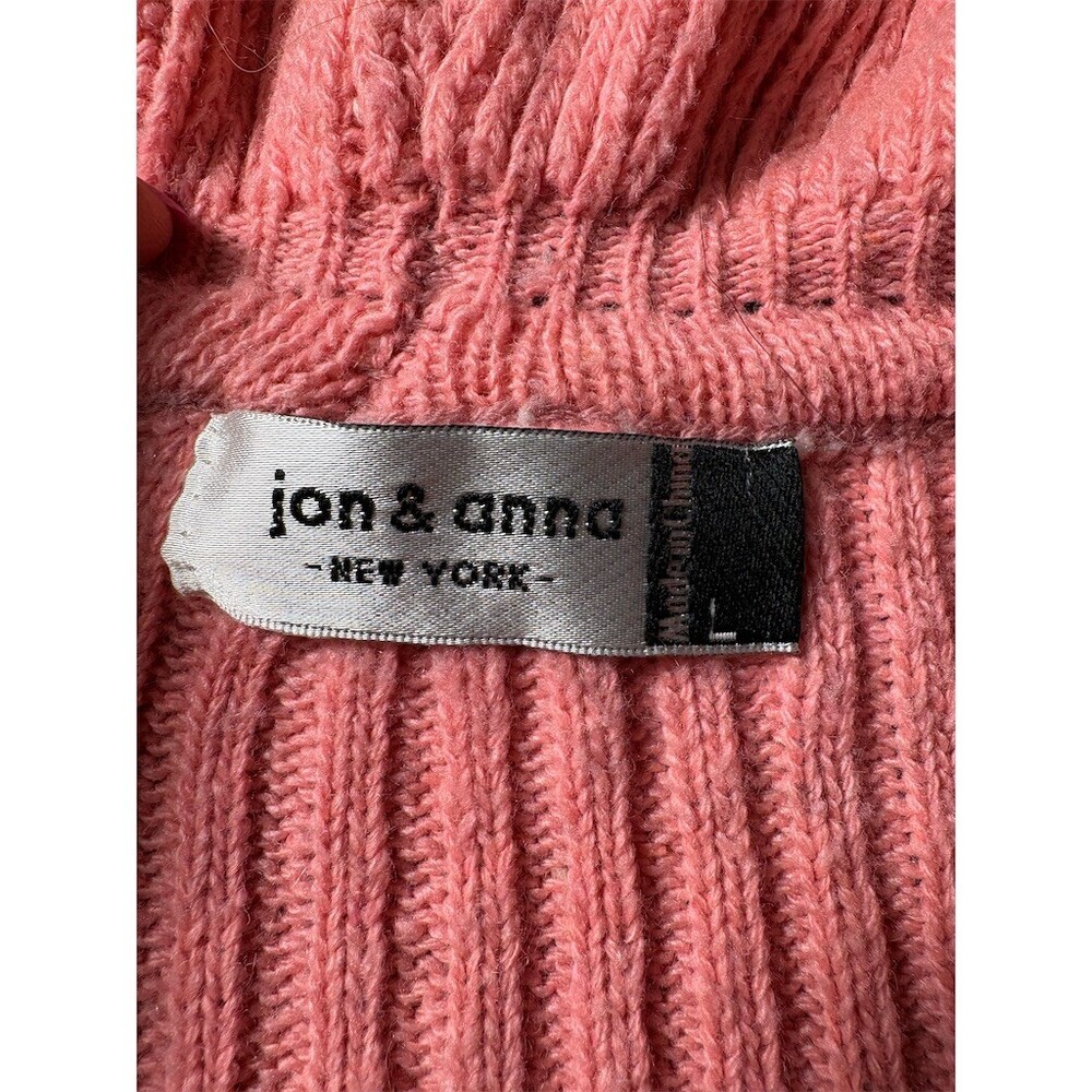 Jon & Anna Cardigan Sweater Womens L Pink Ruffle Open Front Waist Tie - Picture 8 of 9